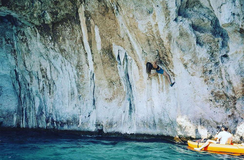 Deep water soloing
