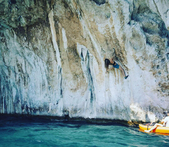 Deep water soloing